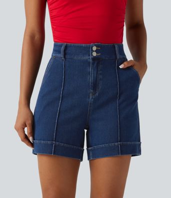 Halara Flex™ High Waisted Denim Casual Shorts 5'' with Pockets