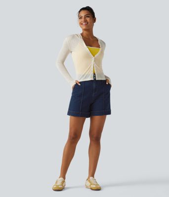 Halara Flex™ High Waisted Denim Casual Shorts 5'' with Pockets Halara Flex™ High Waisted Denim Casual Shorts 5'' with Pockets