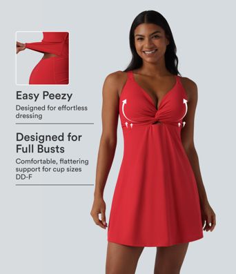 SoftlyZero™ abito active da danza in tessuto morbido con effetto push-up - spalline regolabili intrecciate, imbottitura fissa non rimovibile, coppe D–F, con tasche - Easy Peezy