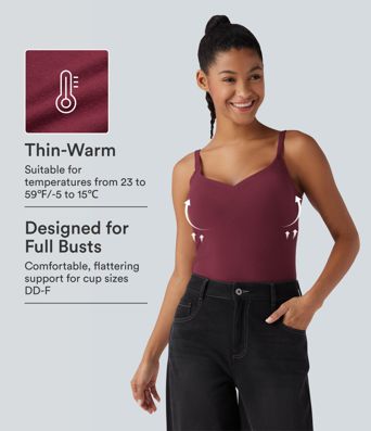 Halara HeatCore Molded Cups Push-Up Adjustable Straps Casual Warming Cami Top E-G Cups