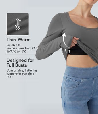 Haut coques moulées effet push-up col arrondi dégagé manches longues bonnets E-G Haut coques moulées effet push-up col arrondi dégagé manches longues bonnets E-G