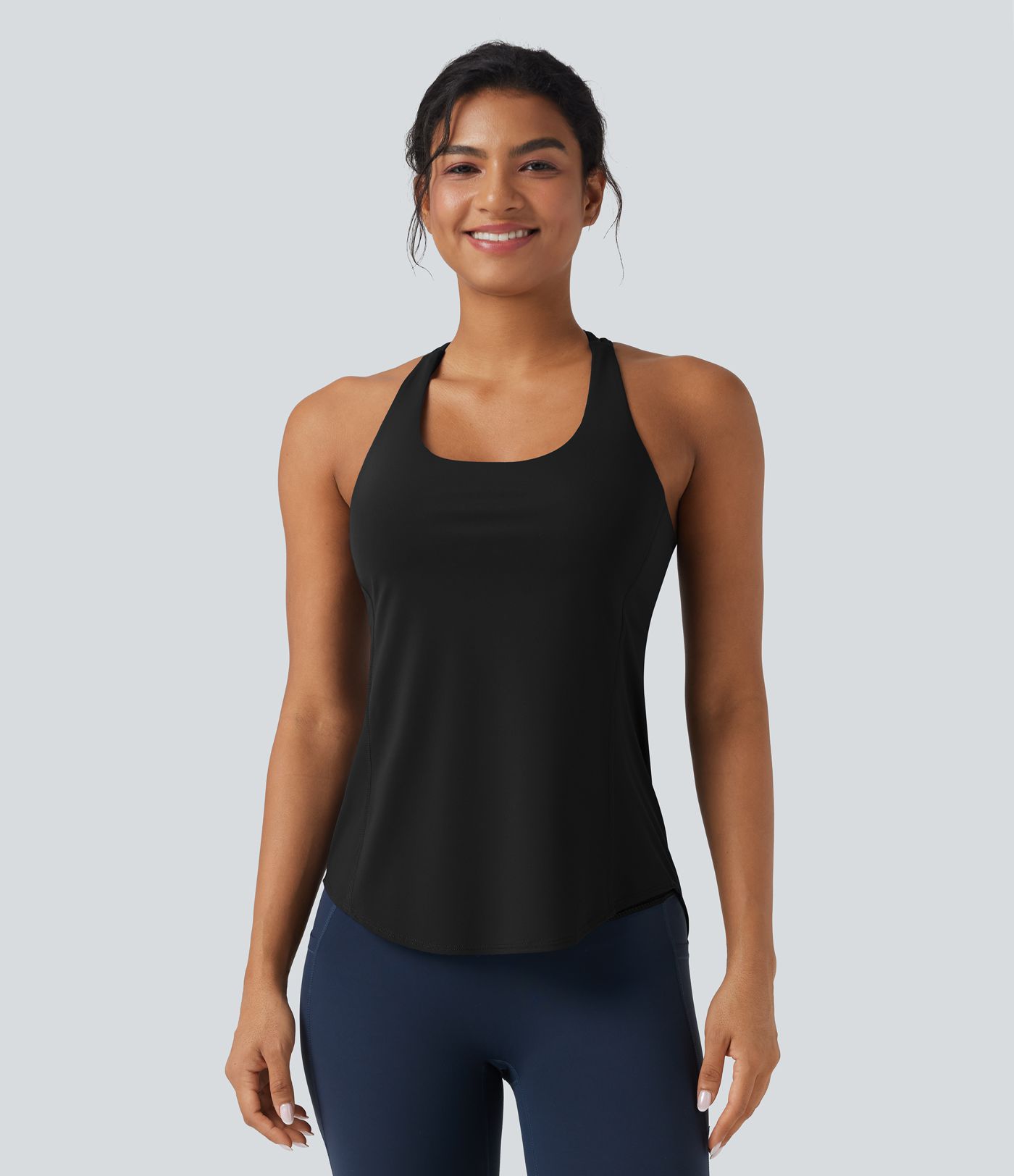 Halara UltraSculpt™ Round Neck Crisscross Back Running Tank Tops DD-F Cups