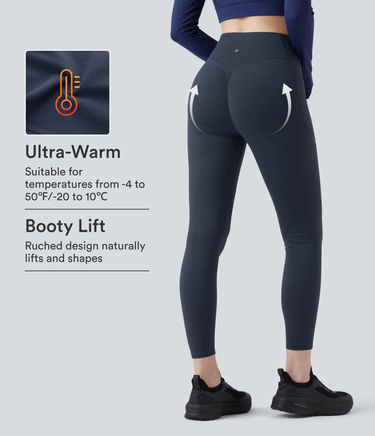 Halara UltraSculpt™ Heat — legging de yoga taille haute, froncé pour effet rehausseur de fesses, gainant pour le ventre, avec poches Halara UltraSculpt™ Heat — legging de yoga taille haute, froncé pour effet rehausseur de fesses, gainant pour le ventre, avec poches