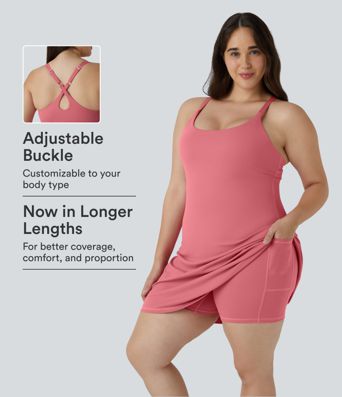 Everyday SoftlyZero™ Plush 2-in-1 Flare Plus Size Activity Dress-Wannabe-Longer Length