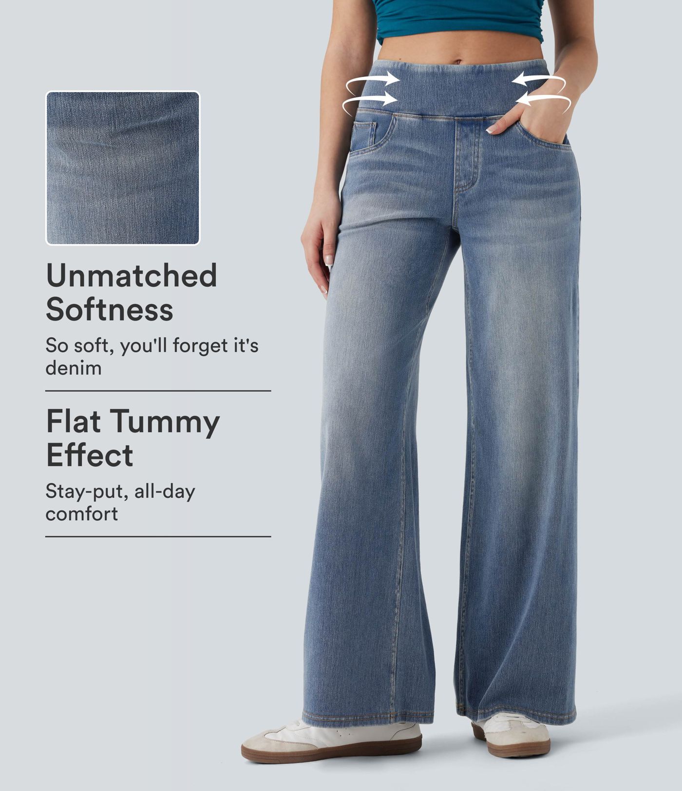Jean décontracté à taille mi-haute Halara Flex™ avec contrôle du ventre et poches Jean décontracté à taille mi-haute Halara Flex™ avec contrôle du ventre et poches