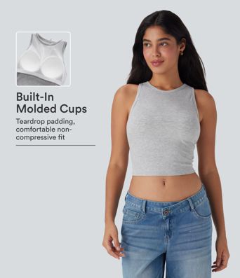 Round Neck Cropped Casual Tank Top