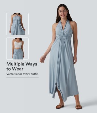 V Neck Tie Back Maxi Dress