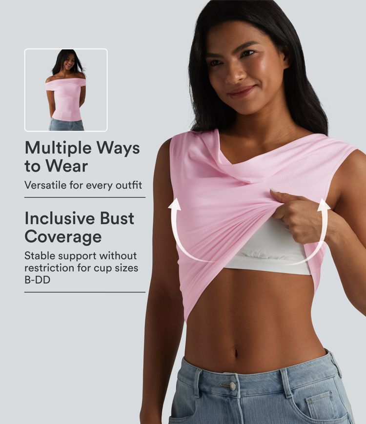 Women's Halara HeatCore Scoop Neck Long Sleeve Built-in Bra Casual