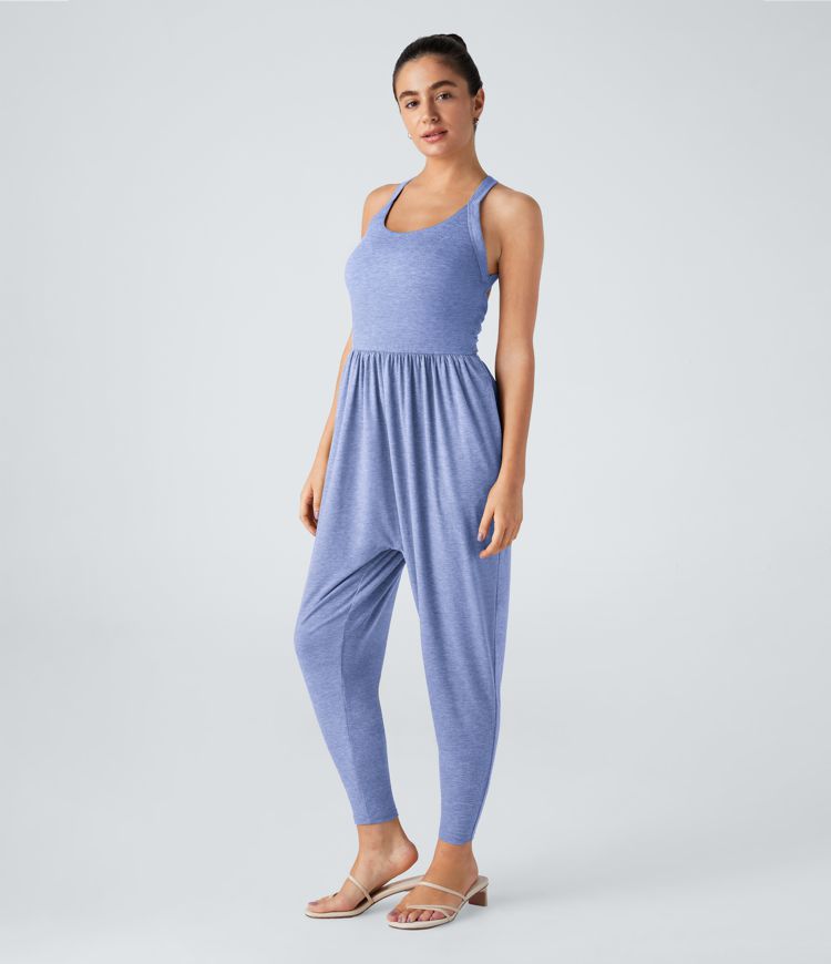 U Neck Pocket Harem Casual Jumpsuit-Easy Peezy Edition