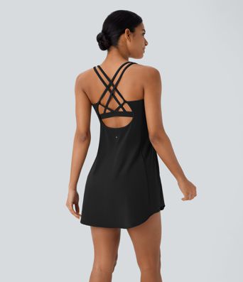 SoftlyZero™ Plush Cut Out Pocket 2-Piece Mini Yoga Active Dress