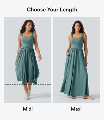 Sleeveless Crossover Flowy Midi Casual Dress with Pockets DD-F