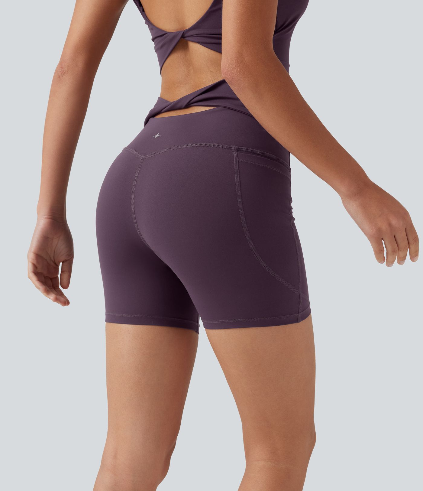 Halara UltraSculpt™ High-waisted Twisted-Back Yoga Biker Shorts 5'' with Pockets