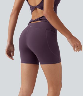 Halara UltraSculpt™ High-waisted Twisted-Back Yoga Biker Shorts 5'' with Pockets