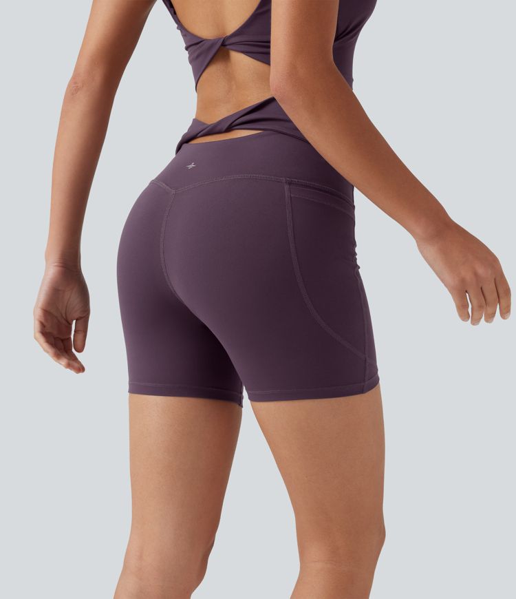 Halara UltraSculpt™ High-waisted Twisted-Back Yoga Biker Shorts 5'' with Pockets