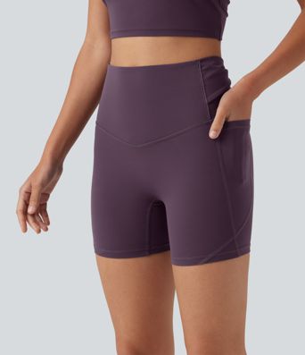 Halara UltraSculpt™ High-waisted Twisted-Back Yoga Biker Shorts 5'' with Pockets