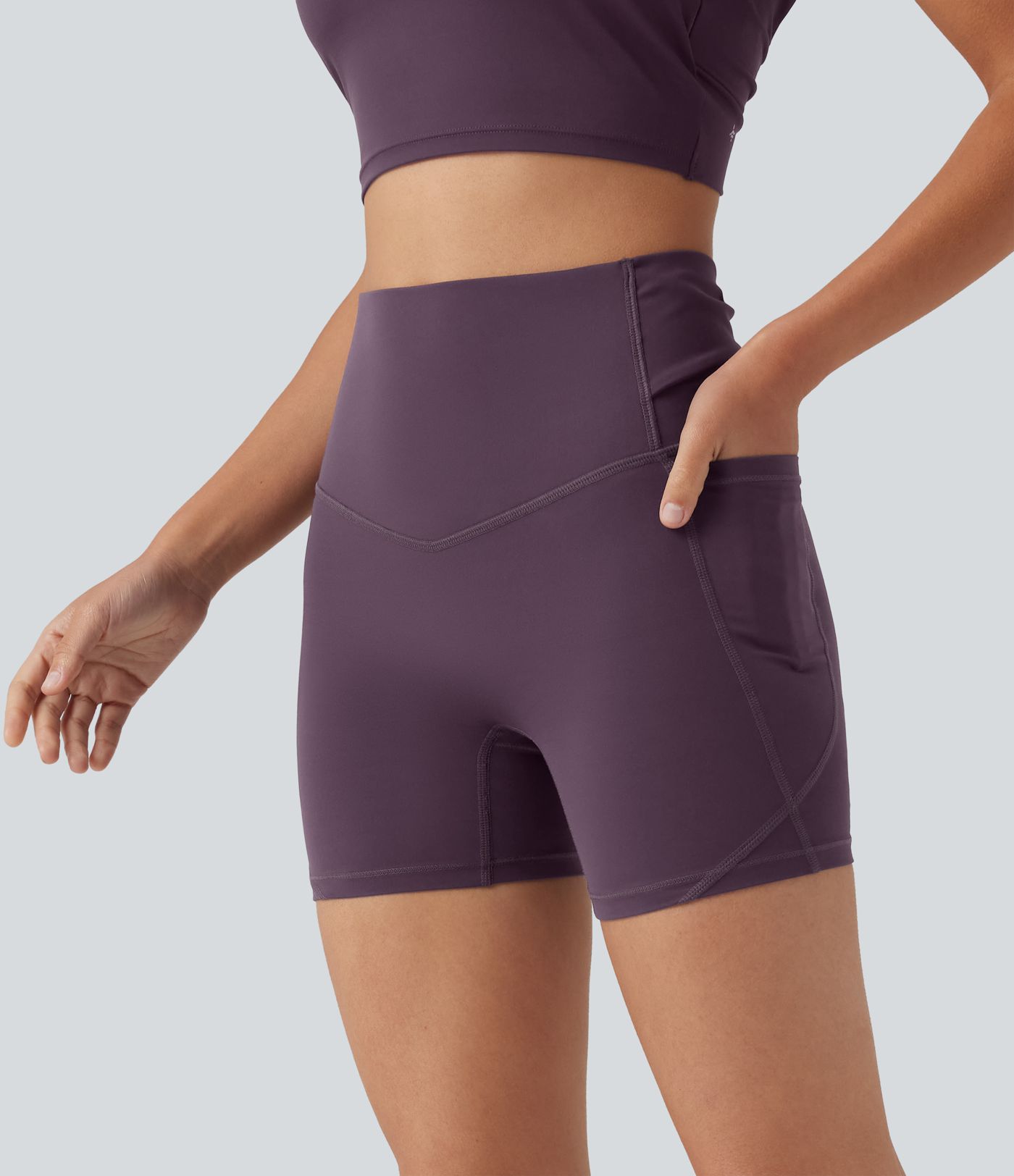 Halara UltraSculpt™ High-waisted Twisted-Back Yoga Biker Shorts 5'' with Pockets