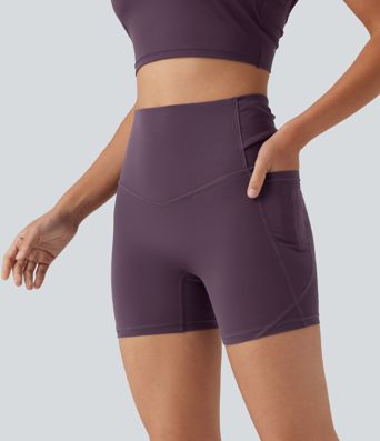 Halara UltraSculpt™ High-waisted Twisted-Back Yoga Biker Shorts 5'' with Pockets