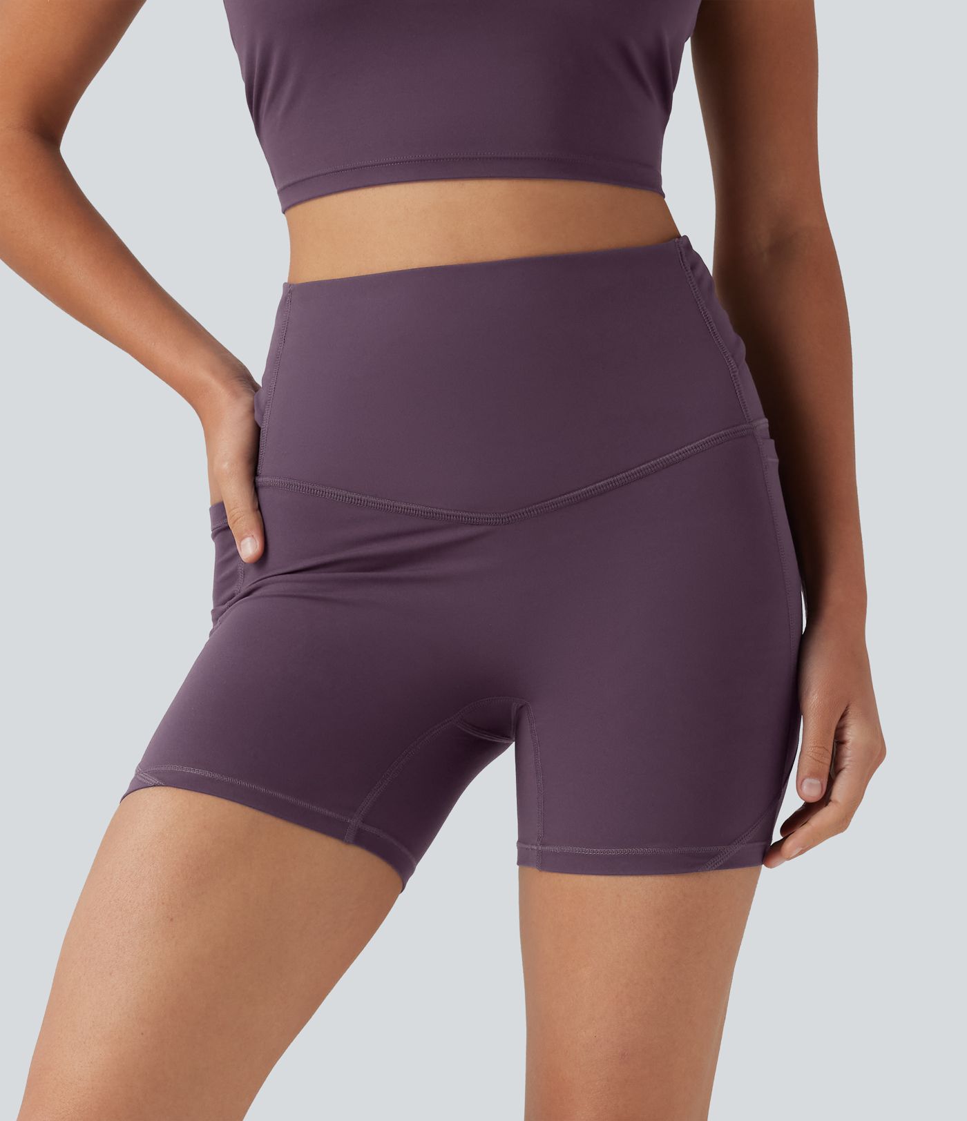 Halara UltraSculpt™ High-waisted Twisted-Back Yoga Biker Shorts 5'' with Pockets