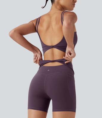 Halara UltraSculpt™ High-waisted Twisted-Back Yoga Biker Shorts 5'' with Pockets