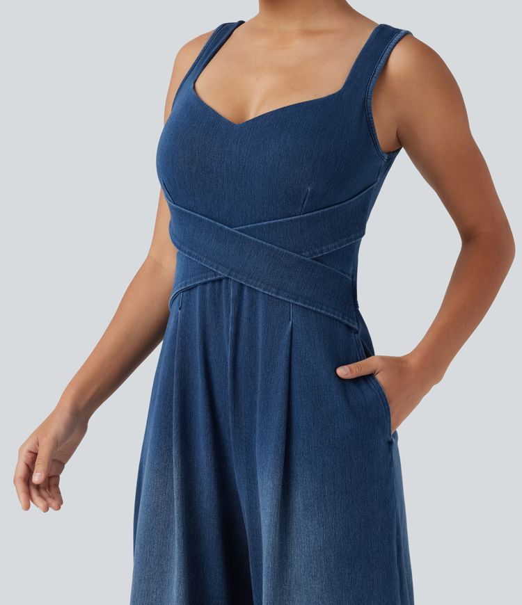 Halara Flex™ Built-in Bra Denim Casual Jumpsuit with Pockets-Easy Peezy Edition Halara Flex™ Built-in Bra Denim Casual Jumpsuit with Pockets-Easy Peezy Edition
