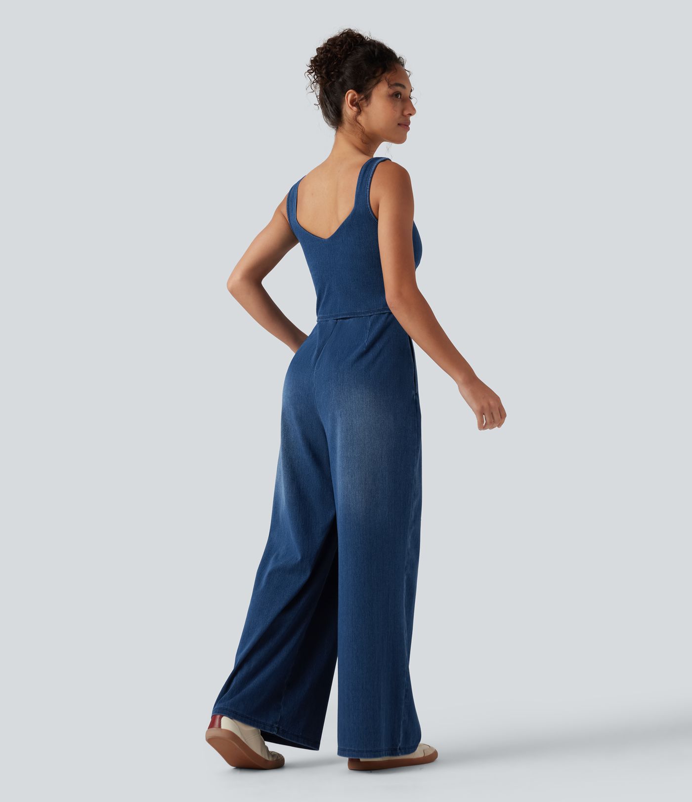 Halara Flex™ Built-in Bra Denim Casual Jumpsuit with Pockets-Easy Peezy Edition Halara Flex™ Built-in Bra Denim Casual Jumpsuit with Pockets-Easy Peezy Edition