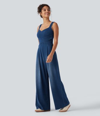 Halara Flex™ Built-in Bra Denim Casual Jumpsuit with Pockets-Easy Peezy Edition Halara Flex™ Built-in Bra Denim Casual Jumpsuit with Pockets-Easy Peezy Edition