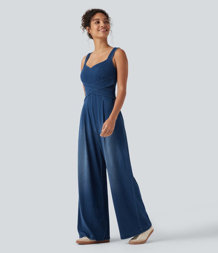 Halara Flex™ Built-in Bra Denim Casual Jumpsuit with Pockets-Easy Peezy Edition Halara Flex™ Built-in Bra Denim Casual Jumpsuit with Pockets-Easy Peezy Edition