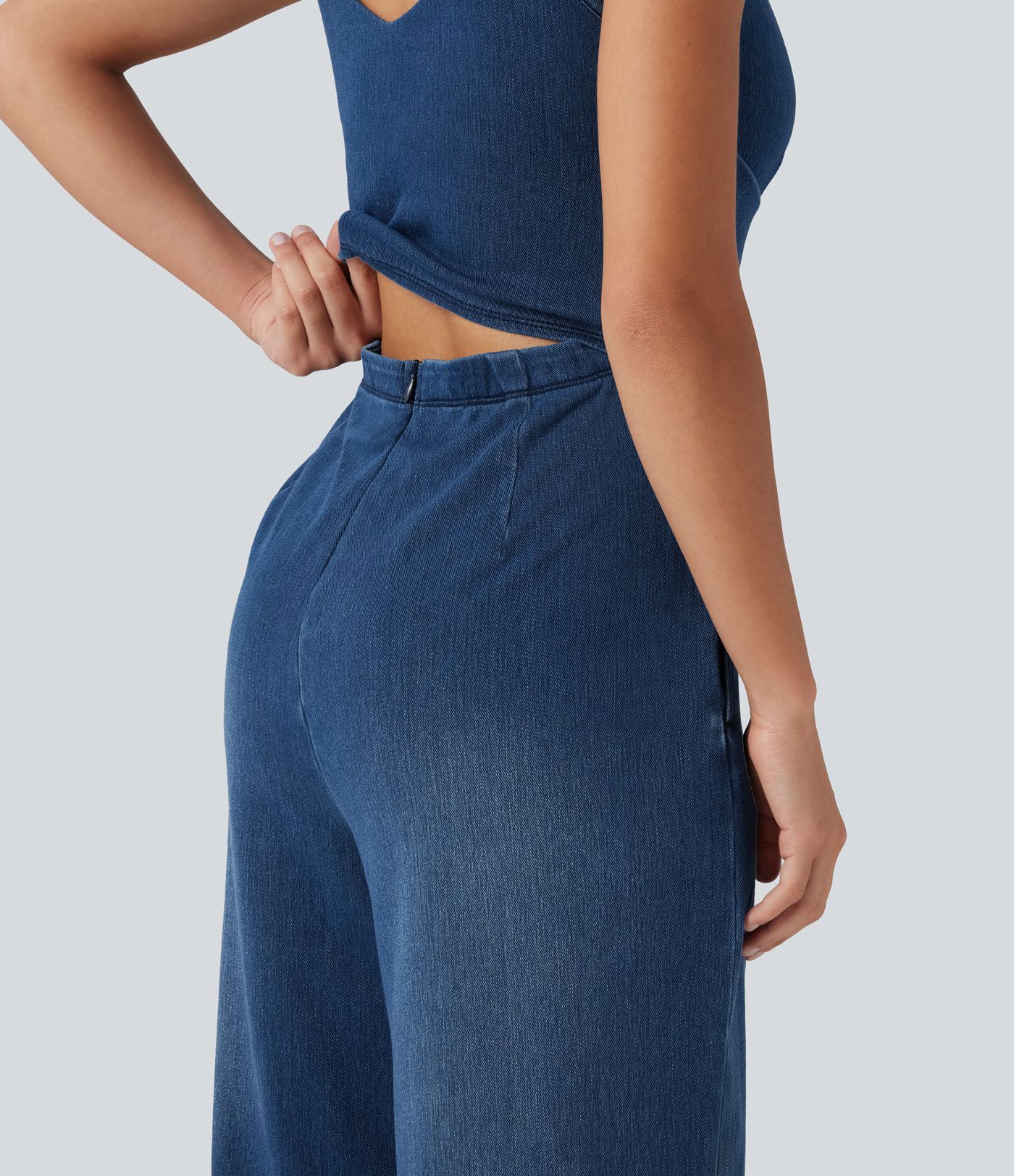 Halara Flex™ Built-in Bra Denim Casual Jumpsuit with Pockets-Easy Peezy Edition Halara Flex™ Built-in Bra Denim Casual Jumpsuit with Pockets-Easy Peezy Edition