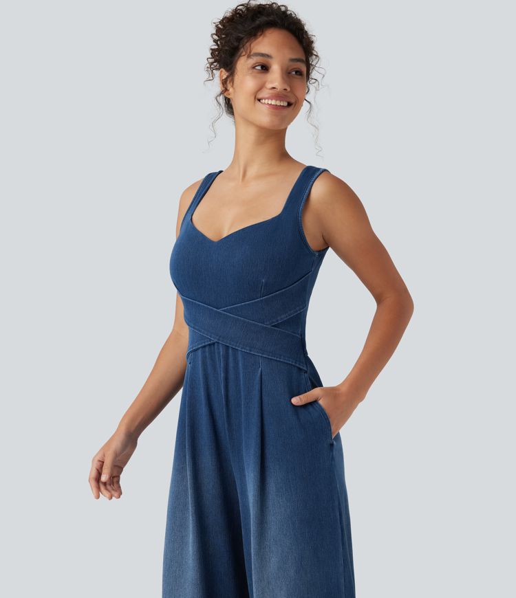 Halara Flex™ Built-in Bra Denim Casual Jumpsuit with Pockets-Easy Peezy Edition Halara Flex™ Built-in Bra Denim Casual Jumpsuit with Pockets-Easy Peezy Edition
