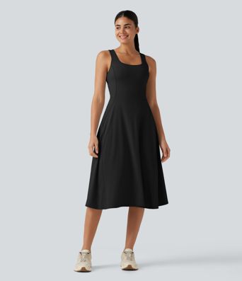 SoftlyZero™ Airy Square Neck Built-in Bra 2-in-1 Cool Touch Midi Dance Active Dress with Pockets-Easy Peezy Edition SoftlyZero™ Airy Square Neck Built-in Bra 2-in-1 Cool Touch Midi Dance Active Dress with Pockets-Easy Peezy Edition