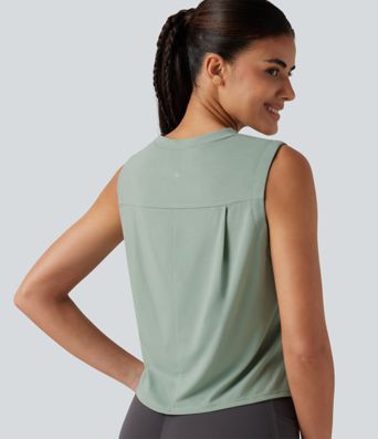 Round Neck High Low Quick Dry Workout Tank Top
