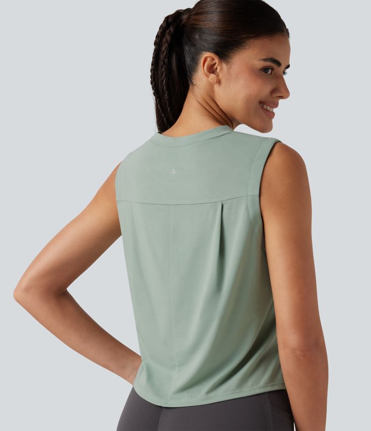 Round Neck High Low Quick Dry Workout Tank Top
