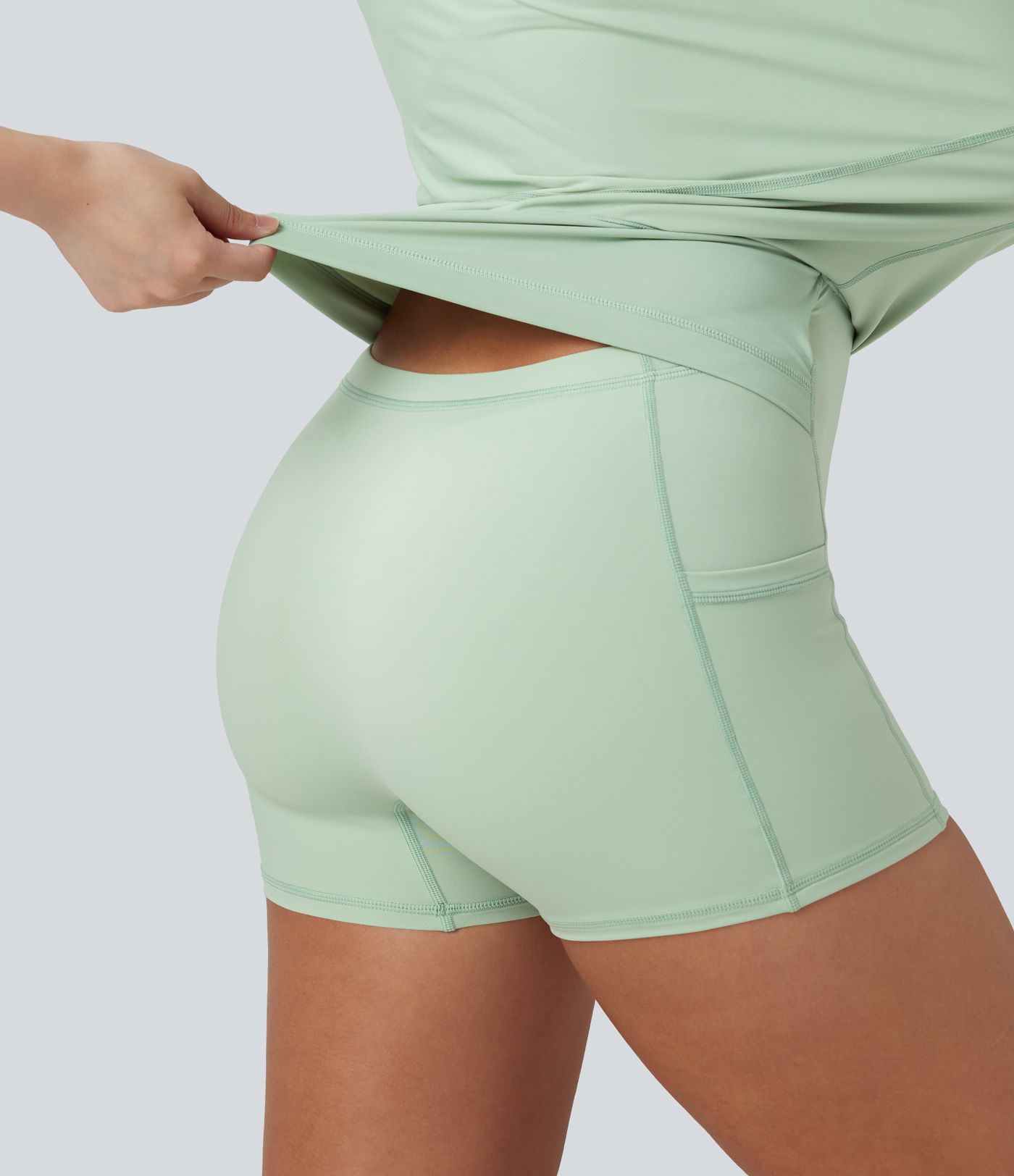 SoftlyZero™ Airy Square Neck Built-in Bra 2-in-1 Cool Touch Midi Dance Active Dress with Pockets-Easy Peezy Edition
