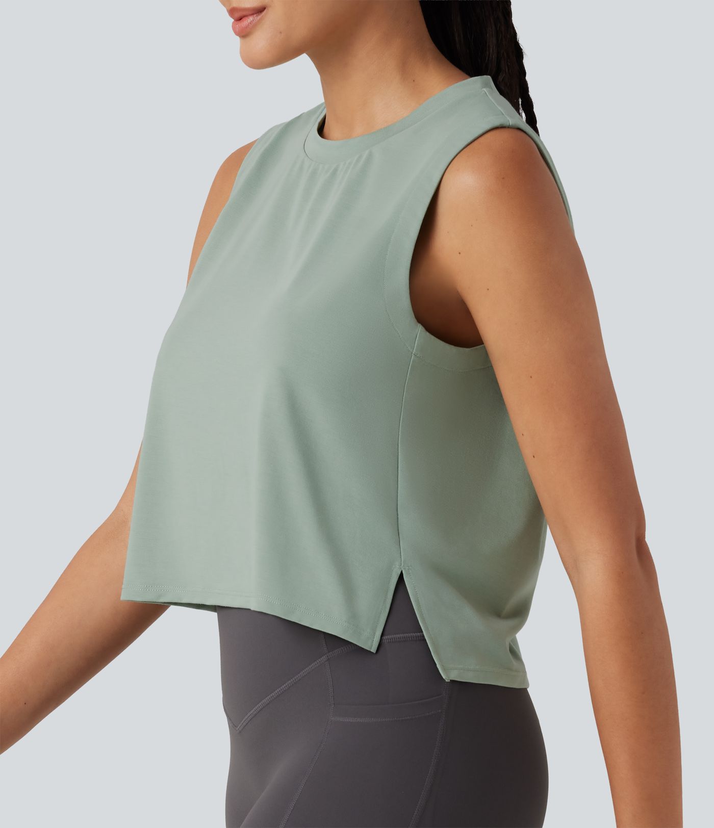Round Neck High Low Quick Dry Workout Tank Top