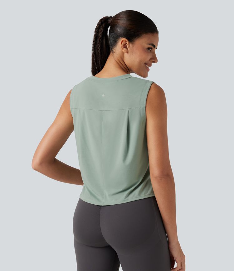 Round Neck High Low Quick Dry Workout Tank Top