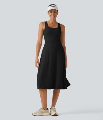 SoftlyZero™ Airy Square Neck Built-in Bra 2-in-1 Cool Touch Midi Dance Active Dress with Pockets-Easy Peezy Edition SoftlyZero™ Airy Square Neck Built-in Bra 2-in-1 Cool Touch Midi Dance Active Dress with Pockets-Easy Peezy Edition