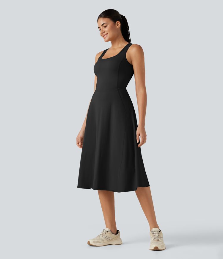 SoftlyZero™ Airy Square Neck Built-in Bra 2-in-1 Cool Touch Midi Dance Active Dress with Pockets-Easy Peezy Edition SoftlyZero™ Airy Square Neck Built-in Bra 2-in-1 Cool Touch Midi Dance Active Dress with Pockets-Easy Peezy Edition