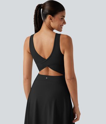 SoftlyZero™ Airy Square Neck Built-in Bra 2-in-1 Cool Touch Midi Dance Active Dress with Pockets-Easy Peezy Edition SoftlyZero™ Airy Square Neck Built-in Bra 2-in-1 Cool Touch Midi Dance Active Dress with Pockets-Easy Peezy Edition