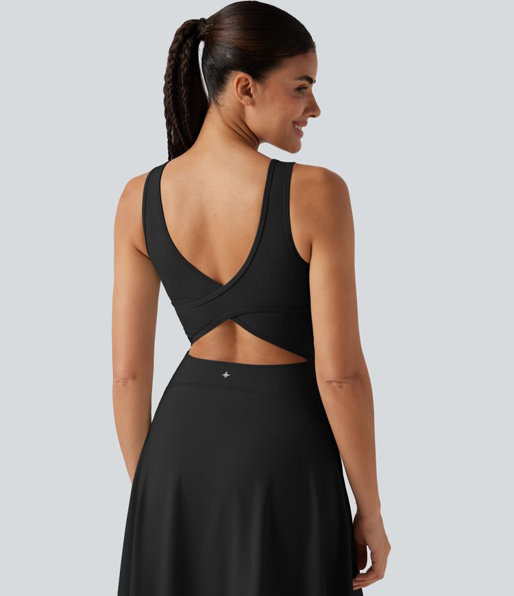 SoftlyZero™ Airy Square Neck Built-in Bra 2-in-1 Cool Touch Midi Dance Active Dress with Pockets-Easy Peezy Edition SoftlyZero™ Airy Square Neck Built-in Bra 2-in-1 Cool Touch Midi Dance Active Dress with Pockets-Easy Peezy Edition