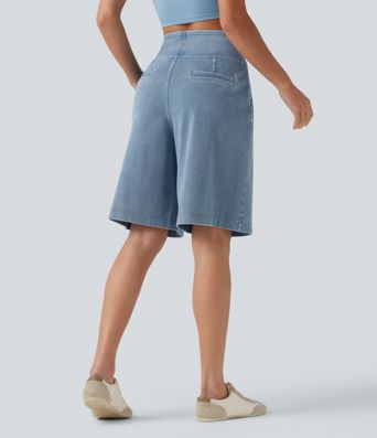 Halara Flex™ High Waisted Denim Casual Baggy Shorts 10'' with Pockets Halara Flex™ High Waisted Denim Casual Baggy Shorts 10'' with Pockets
