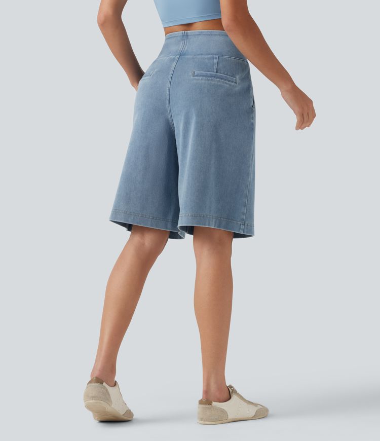 Halara Flex™ High Waisted Denim Casual Baggy Shorts 10'' with Pockets Halara Flex™ High Waisted Denim Casual Baggy Shorts 10'' with Pockets