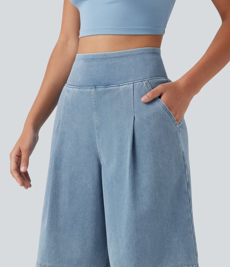Halara Flex™ High Waisted Denim Casual Baggy Shorts 10'' with Pockets Halara Flex™ High Waisted Denim Casual Baggy Shorts 10'' with Pockets
