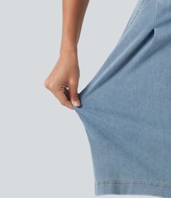 Halara Flex™ High Waisted Denim Casual Baggy Shorts 10'' with Pockets Halara Flex™ High Waisted Denim Casual Baggy Shorts 10'' with Pockets