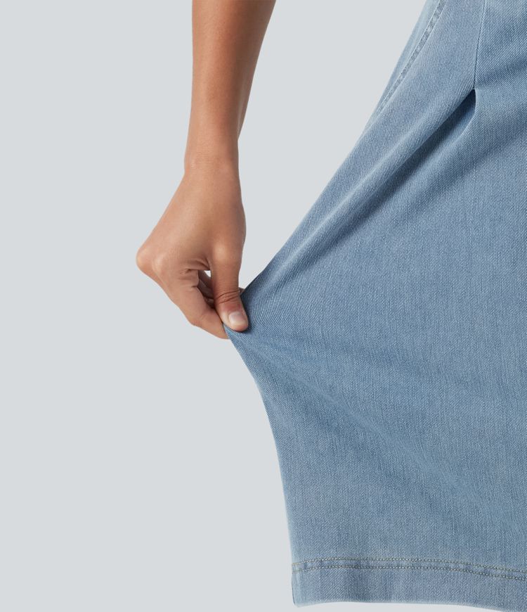 Halara Flex™ High Waisted Denim Casual Baggy Shorts 10'' with Pockets Halara Flex™ High Waisted Denim Casual Baggy Shorts 10'' with Pockets