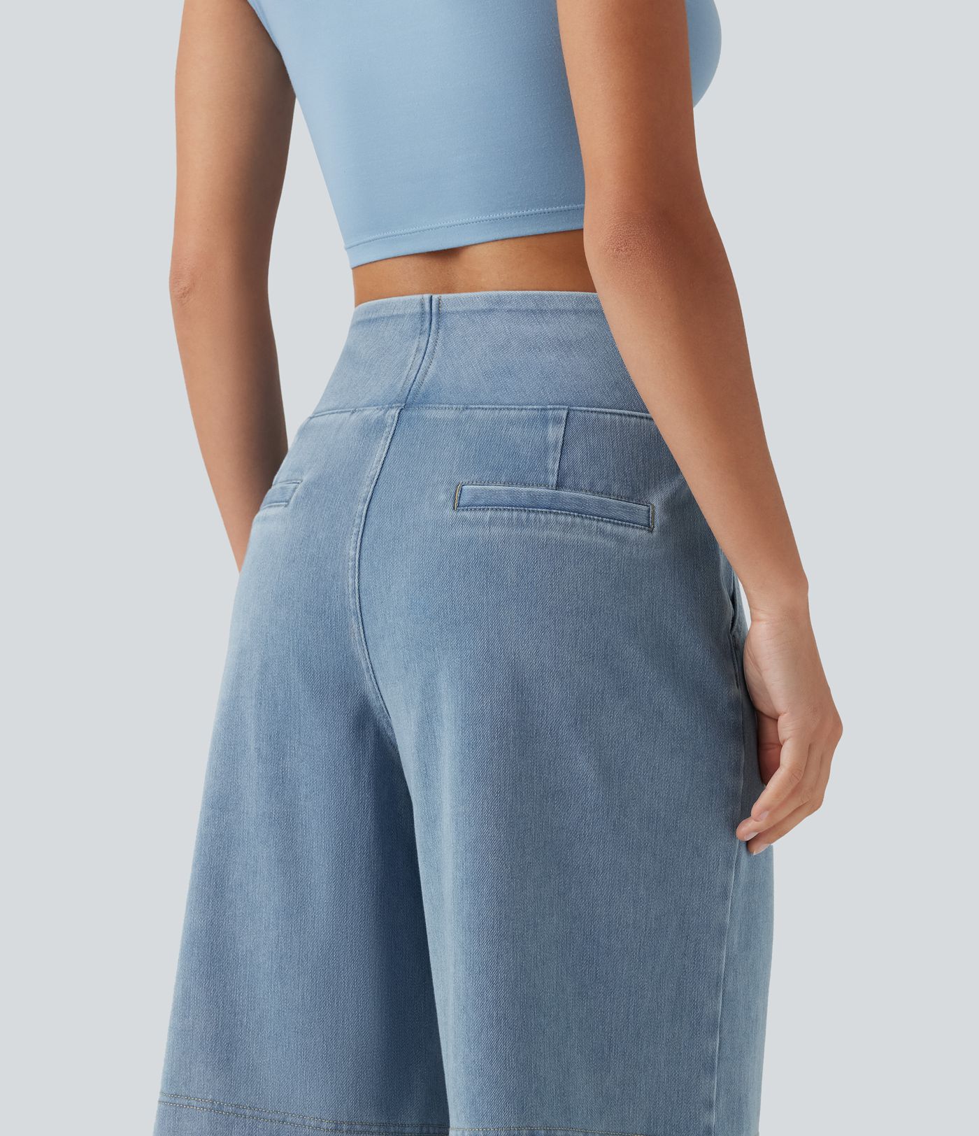 Halara Flex™ High Waisted Denim Casual Baggy Shorts 10'' with Pockets Halara Flex™ High Waisted Denim Casual Baggy Shorts 10'' with Pockets