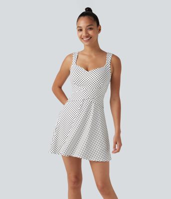 Built-in Bra 2-in-1 Polka Dot Mini Tennis Active Dress with Pockets-Easy Peezy Edition