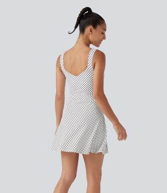 Built-in Bra 2-in-1 Polka Dot Mini Tennis Active Dress with Pockets-Easy Peezy Edition
