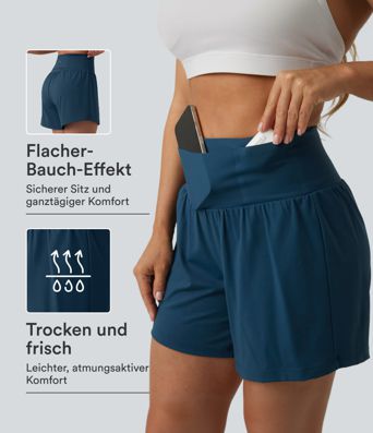 Softlyzero™ Airy - 2-in-1 Yoga-Shorts mit hohem Bund, mehreren Taschen, Bauchkontrolle und InstantCool - 12,7 cm