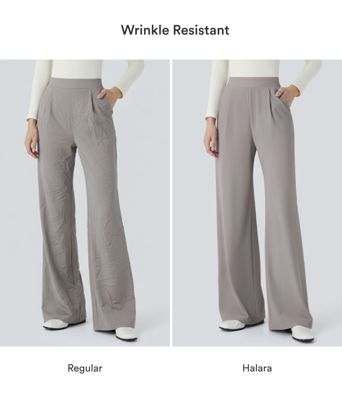 Halara Flex™ High Waisted Body Sculpt Waist-Slimming Pocket Wide Leg Micro Waffle Work Trousers