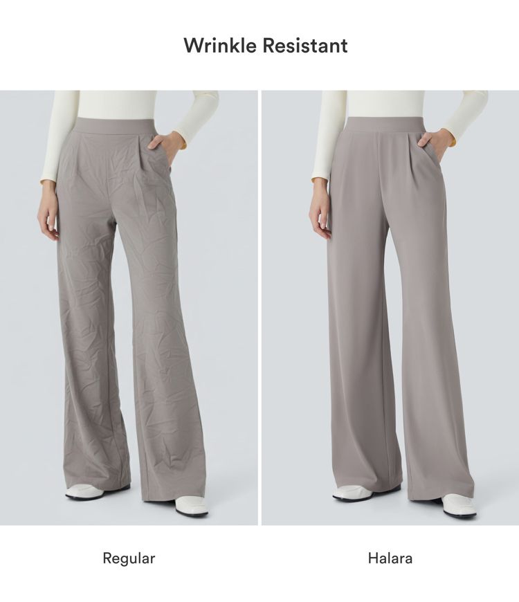 Halara Flex™ High Waisted Body Sculpt Waist-Slimming Pocket Wide Leg Micro Waffle Work Trousers